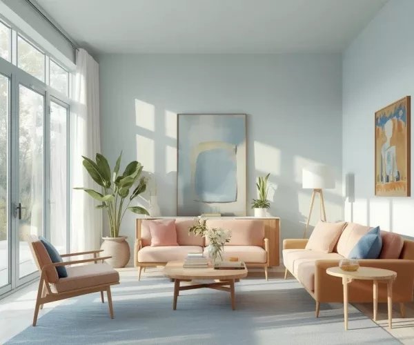 Bright living room in a rental-investment property on the French Riviera